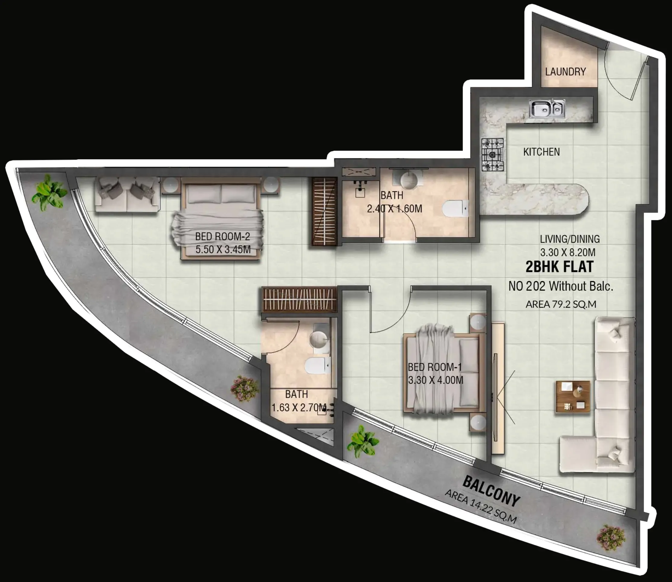 Floor plan — 2 BR