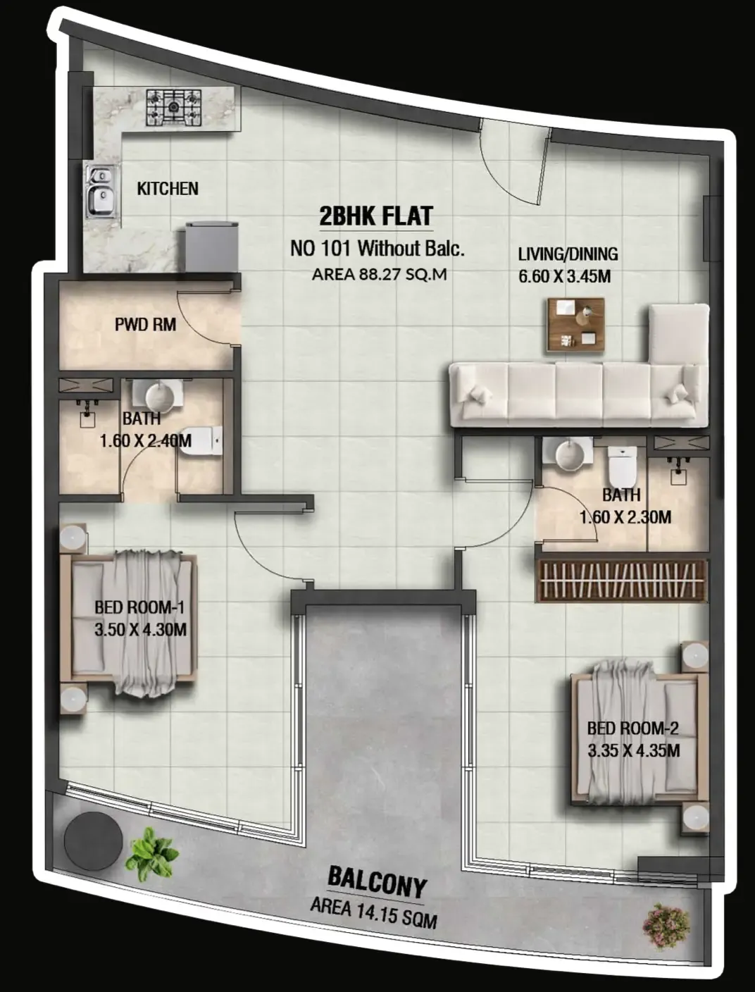 Floor plan — 2 BR