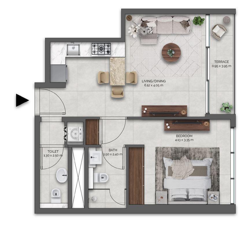 Floor plan — 1 BR