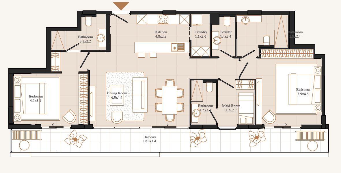 Floor plan — 2 BR