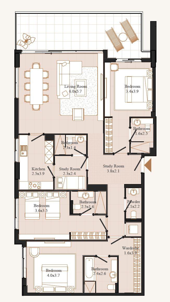 Floor plan — 3 BR
