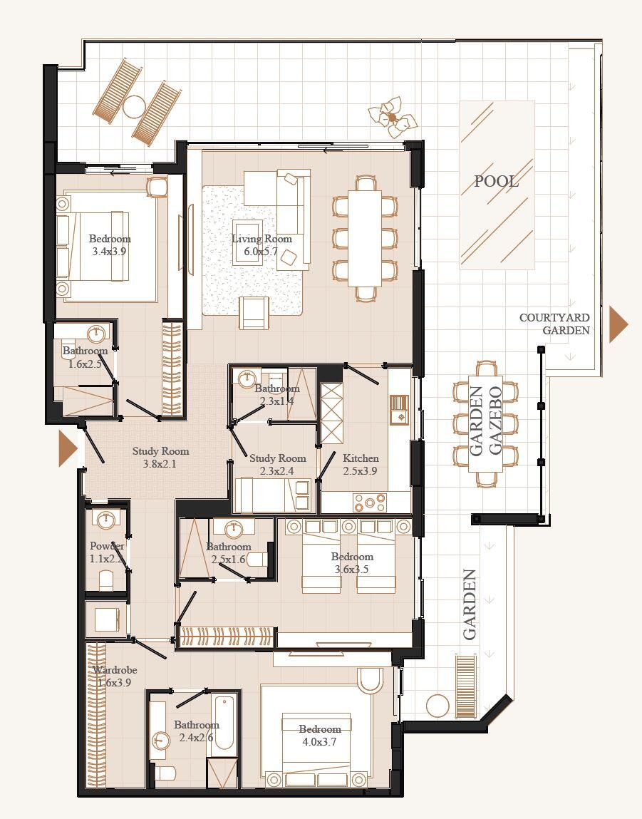Floor plan — 3 BR