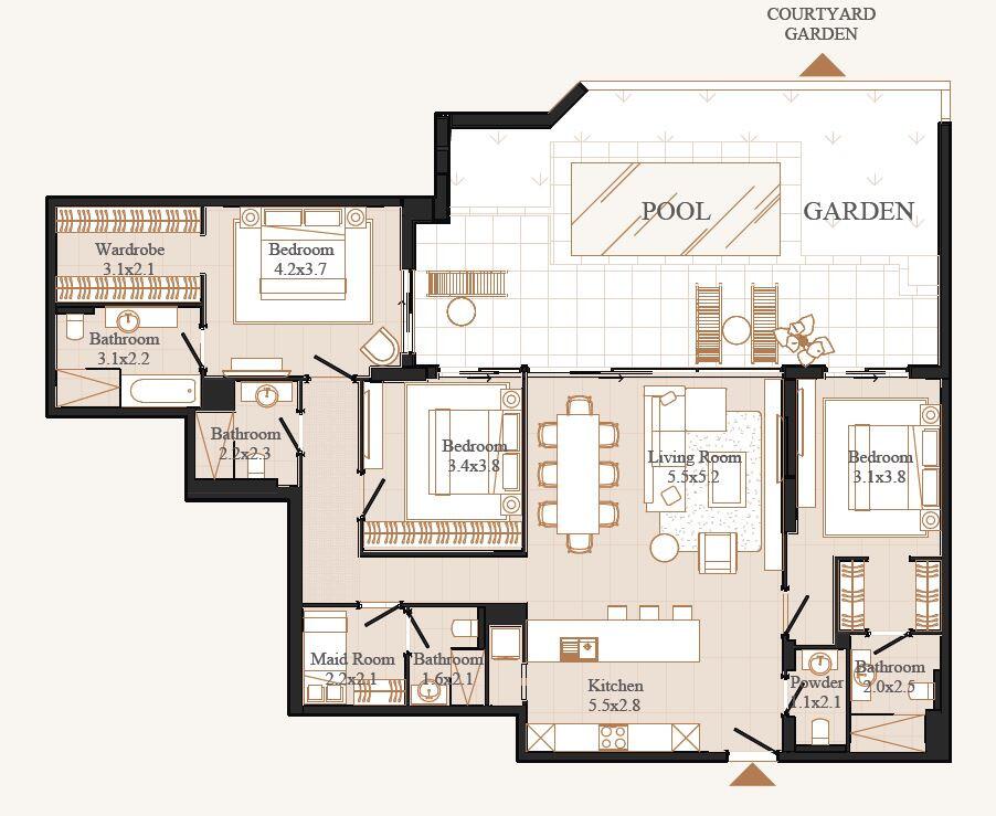 Floor plan — 3 BR