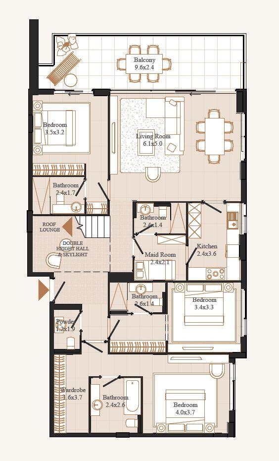 Floor plan — 3 BR