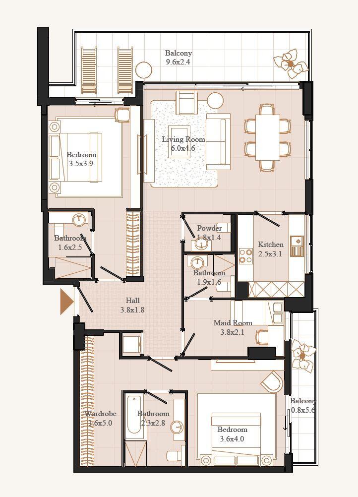 Floor plan — 2 BR