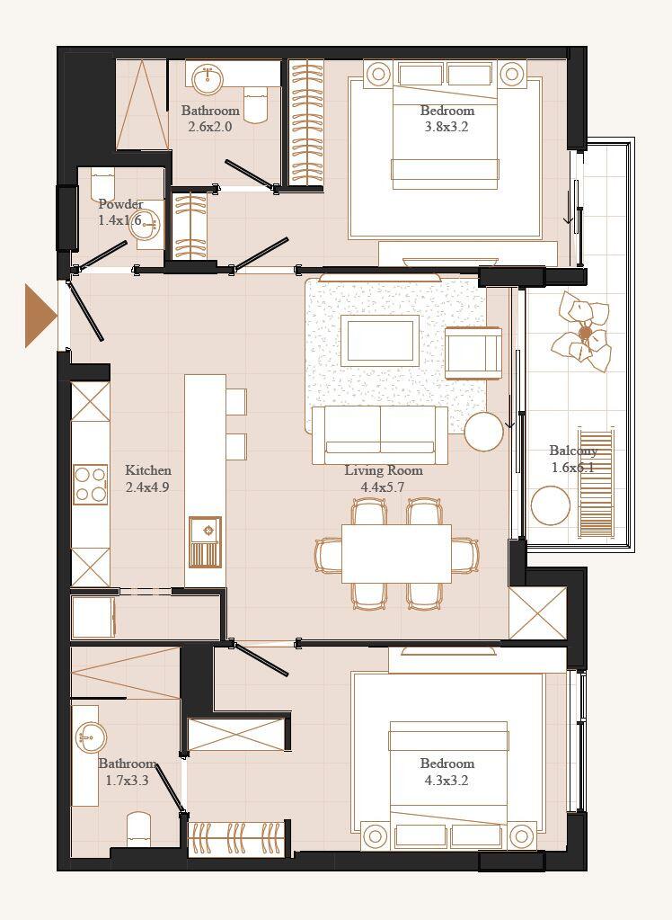 Floor plan — 2 BR