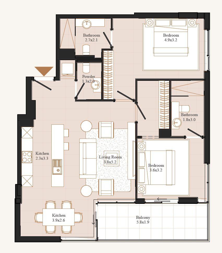 Floor plan — 2 BR