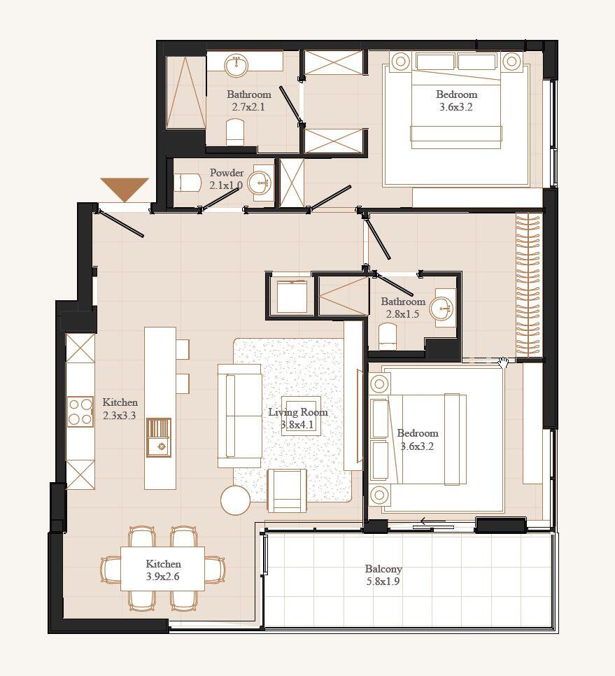 Floor plan — 2 BR