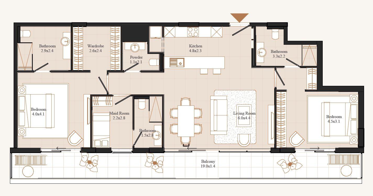 Floor plan — 2 BR
