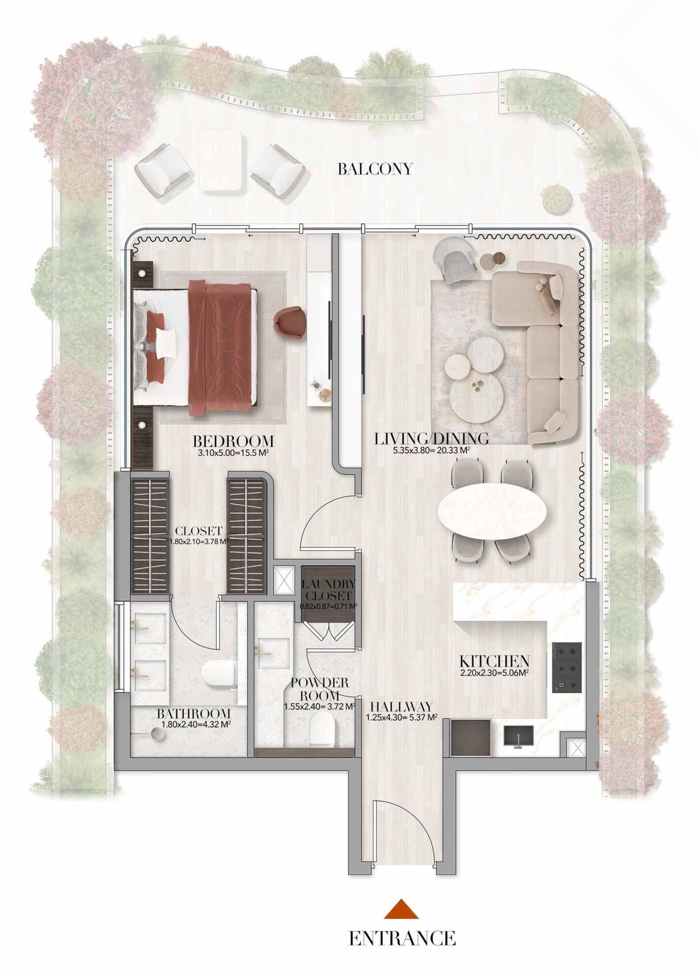 Floor plan — 1 BR