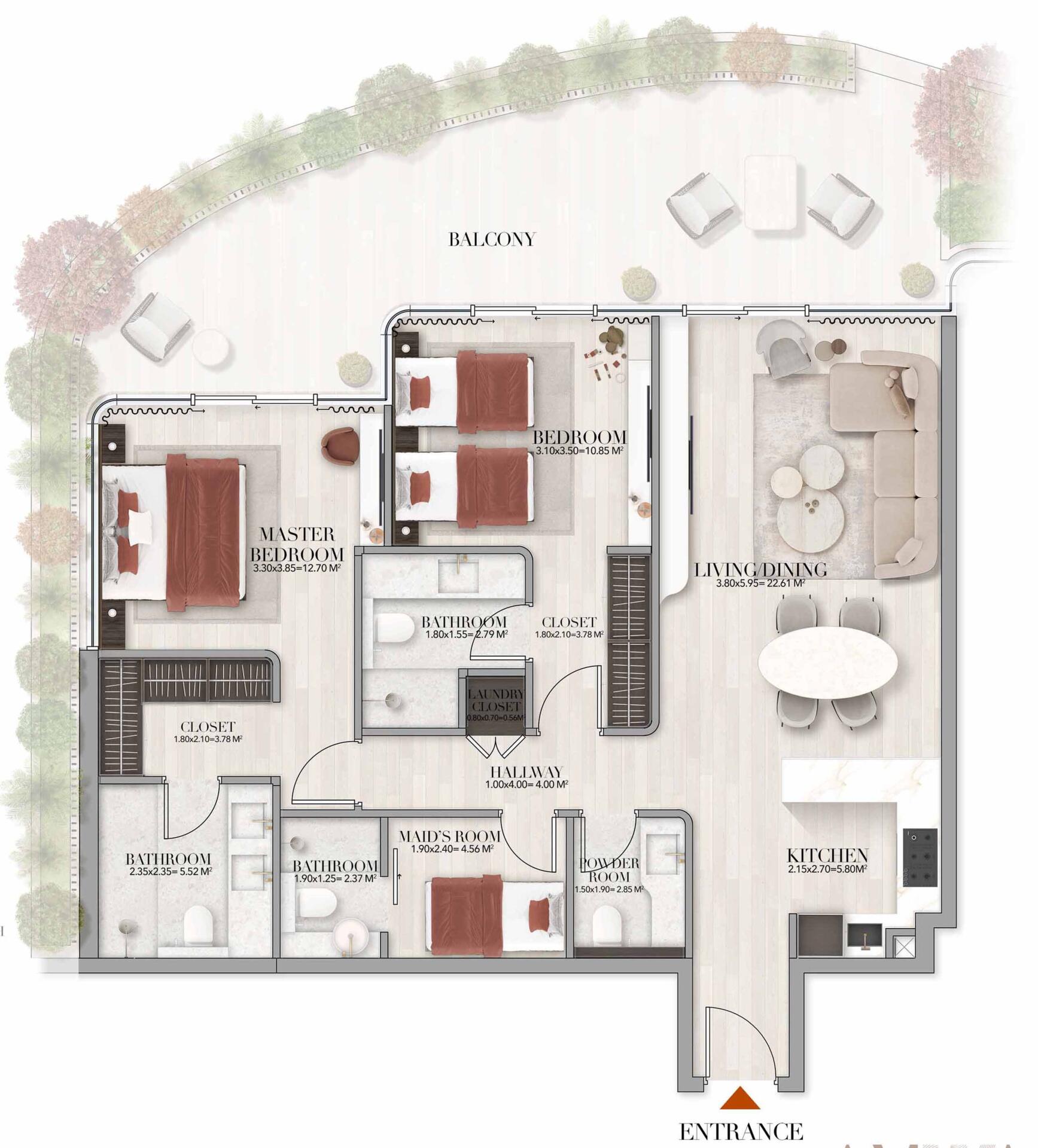 Floor plan — 2 BR