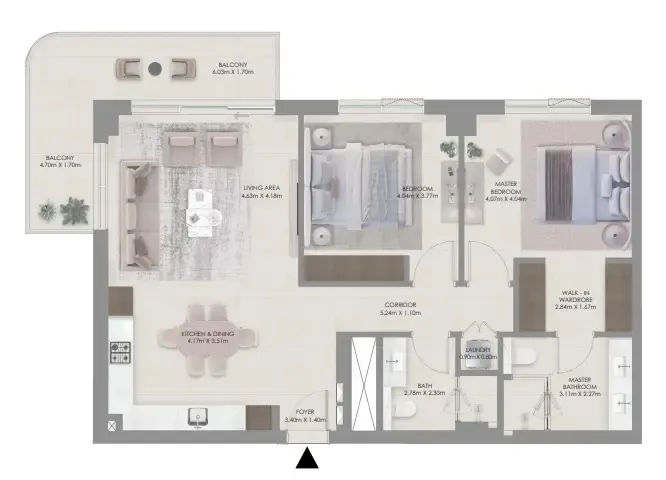 Floor plan — 2 BR