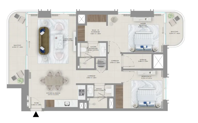 Floor plan — 2 BR