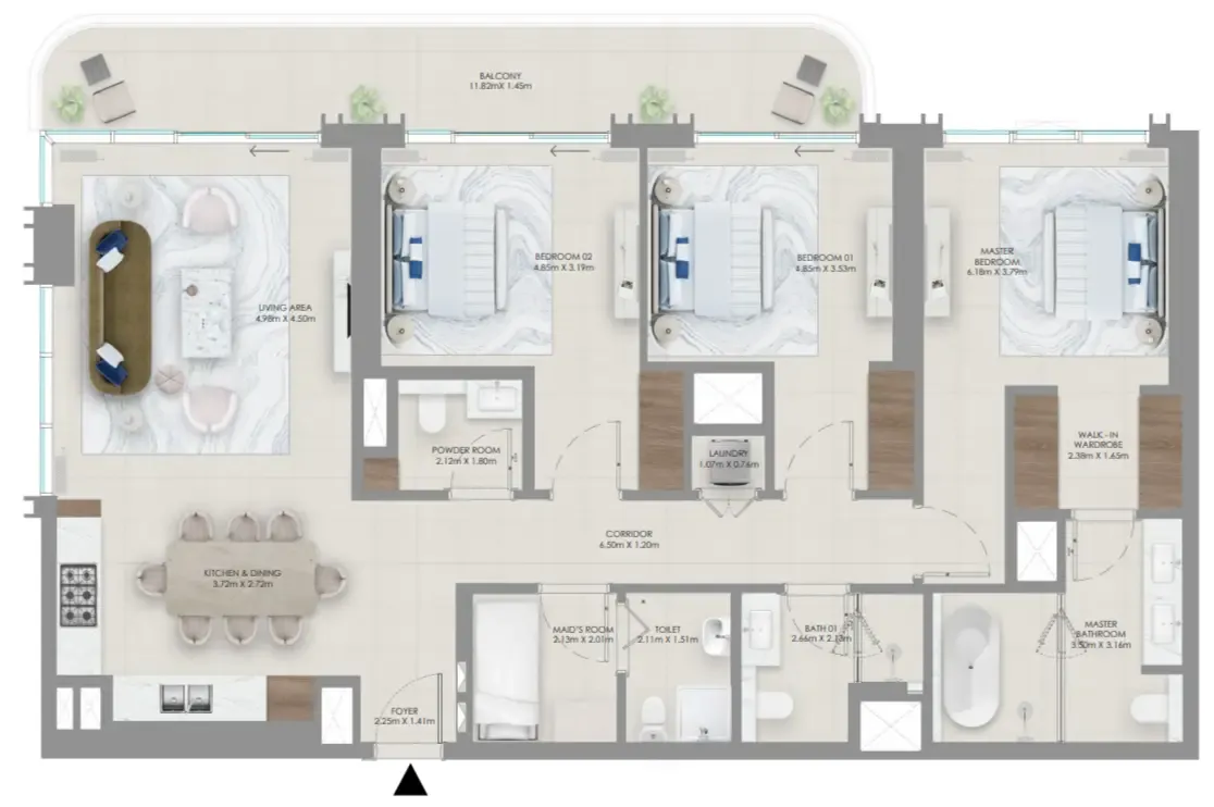 Floor plan — 3 BR