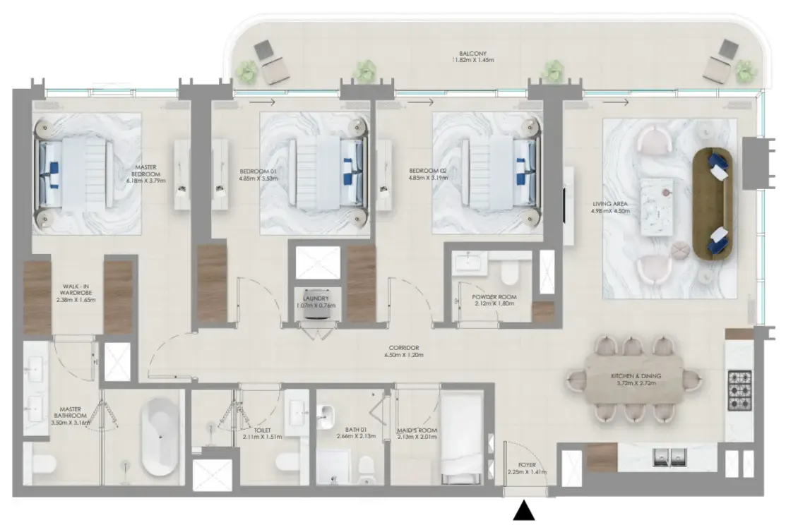 Floor plan — 3 BR