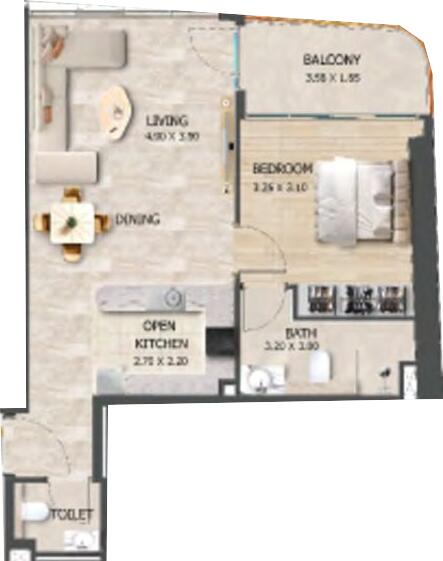 Floor plan — 1 BR