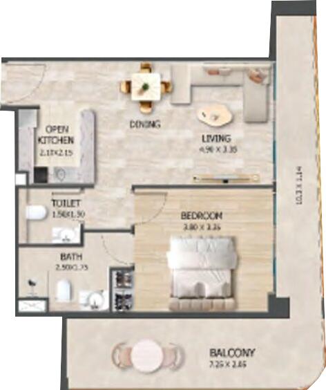 Floor plan — 1 BR