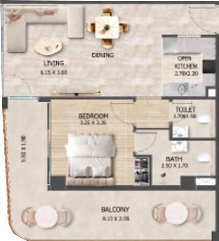 Floor plan — 1 BR