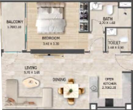 Floor plan — 1 BR