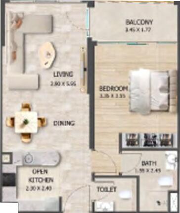 Floor plan — 1 BR
