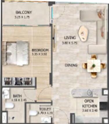 Floor plan — 1 BR