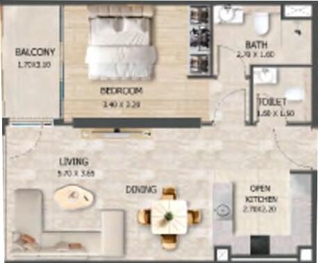 Floor plan — 1 BR