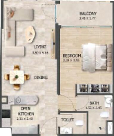 Floor plan — 1 BR