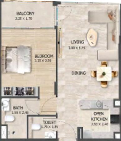Floor plan — 1 BR