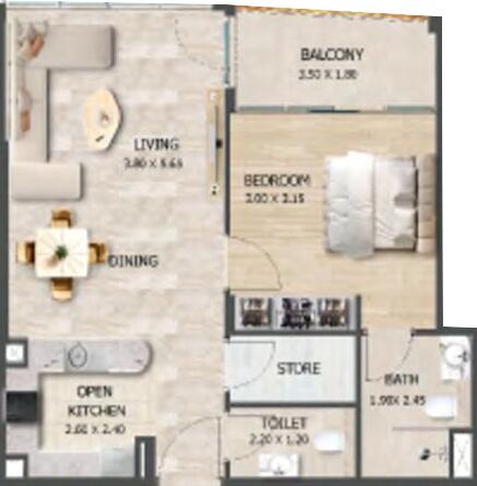 Floor plan — 1 BR