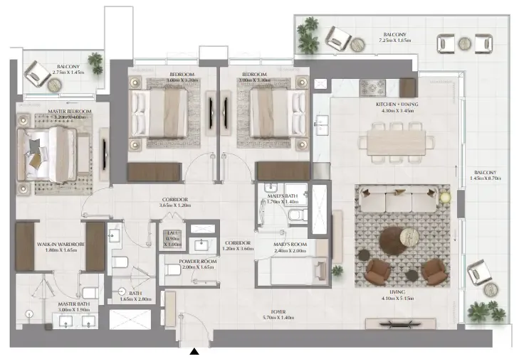 Floor plan — 3 BR