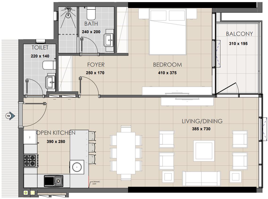 Floor plan — 1 BR