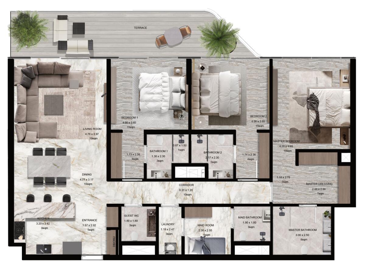 Floor plan — 3 BR