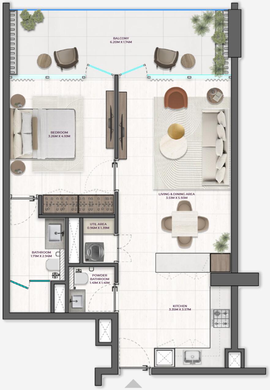 Floor plan — 1 BR