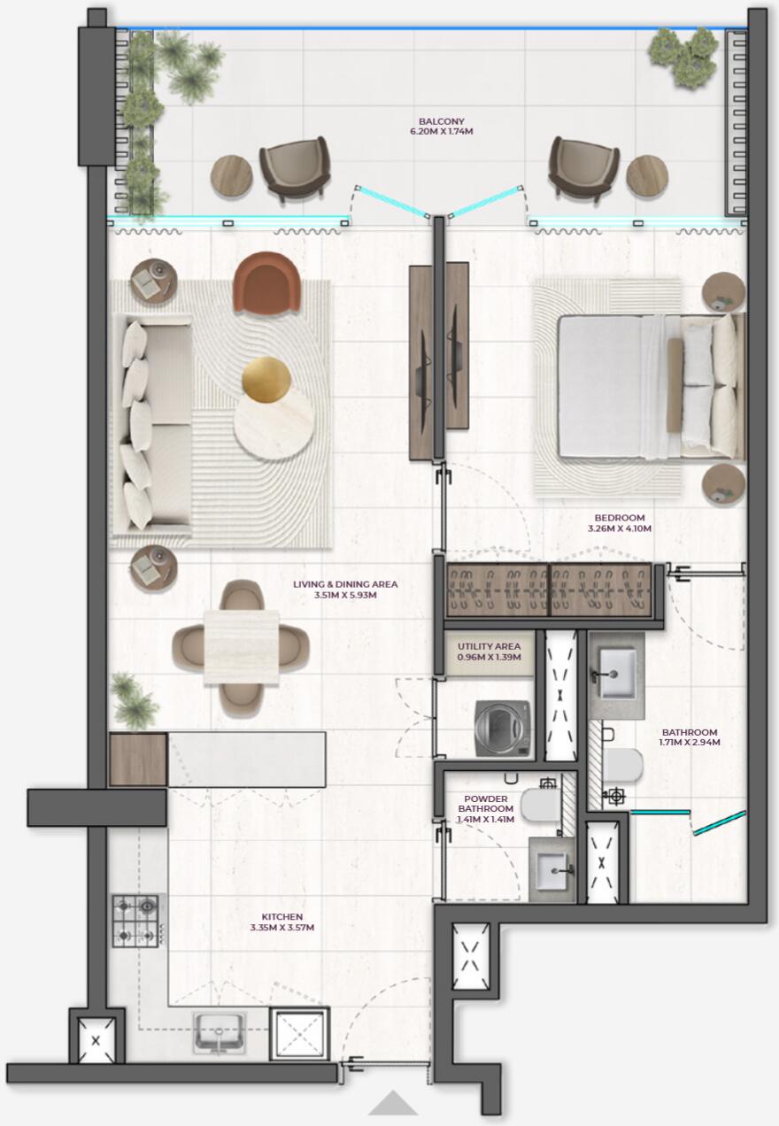 Floor plan — 1 BR