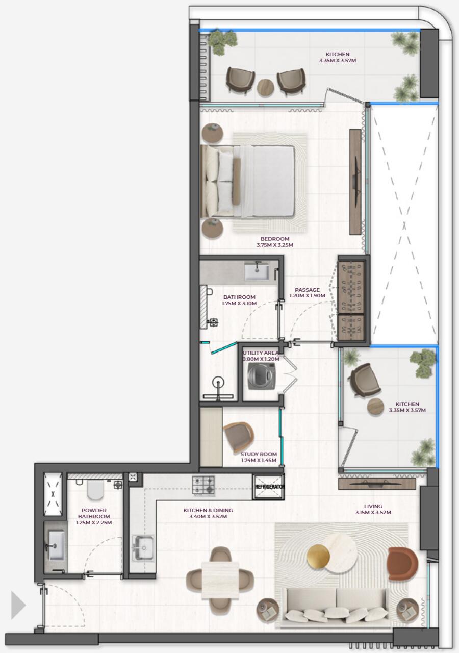 Floor plan — 1 BR