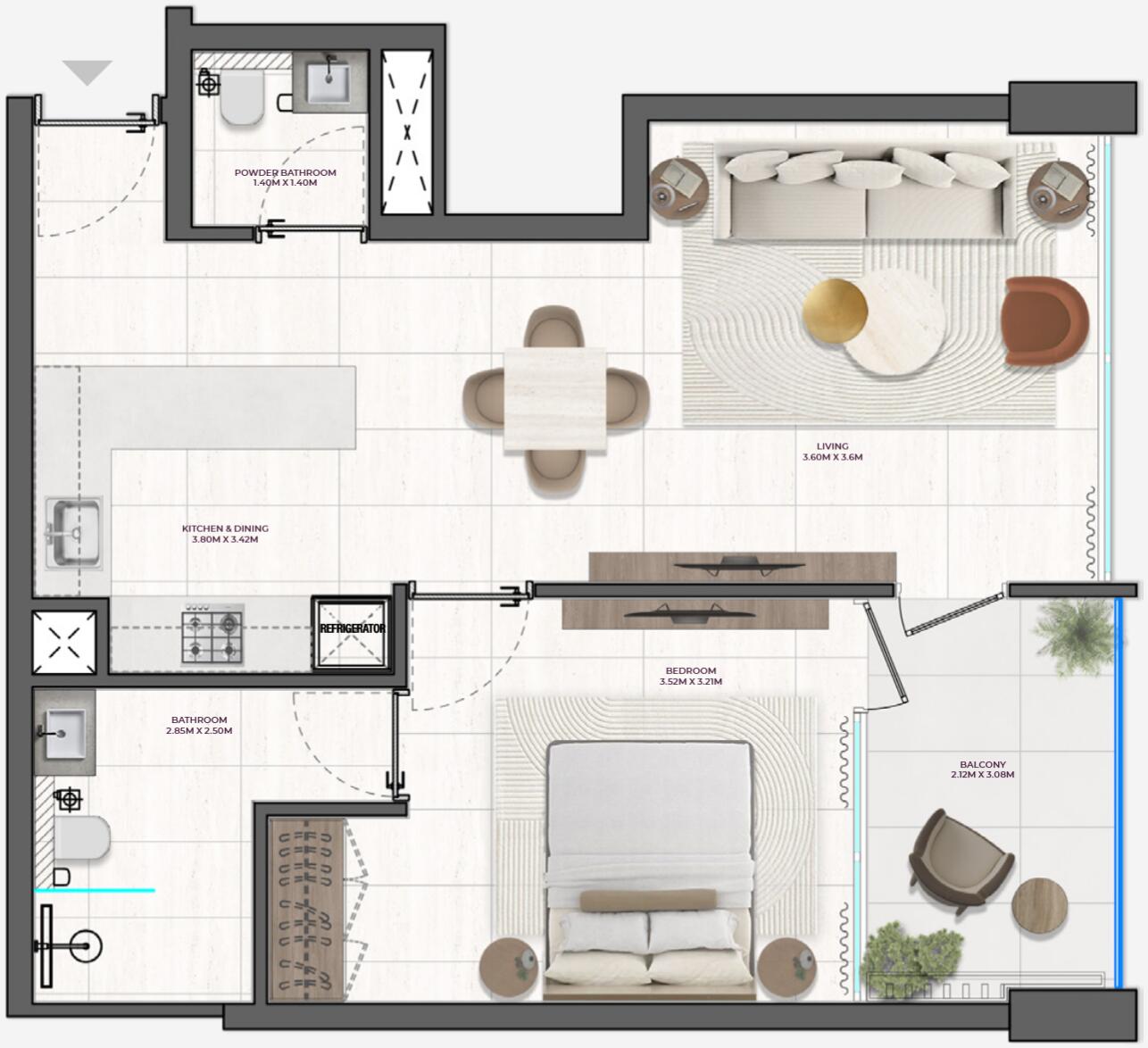 Floor plan — 1 BR