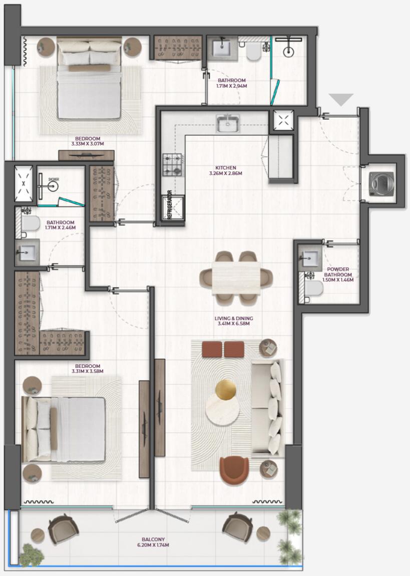 Floor plan — 2 BR