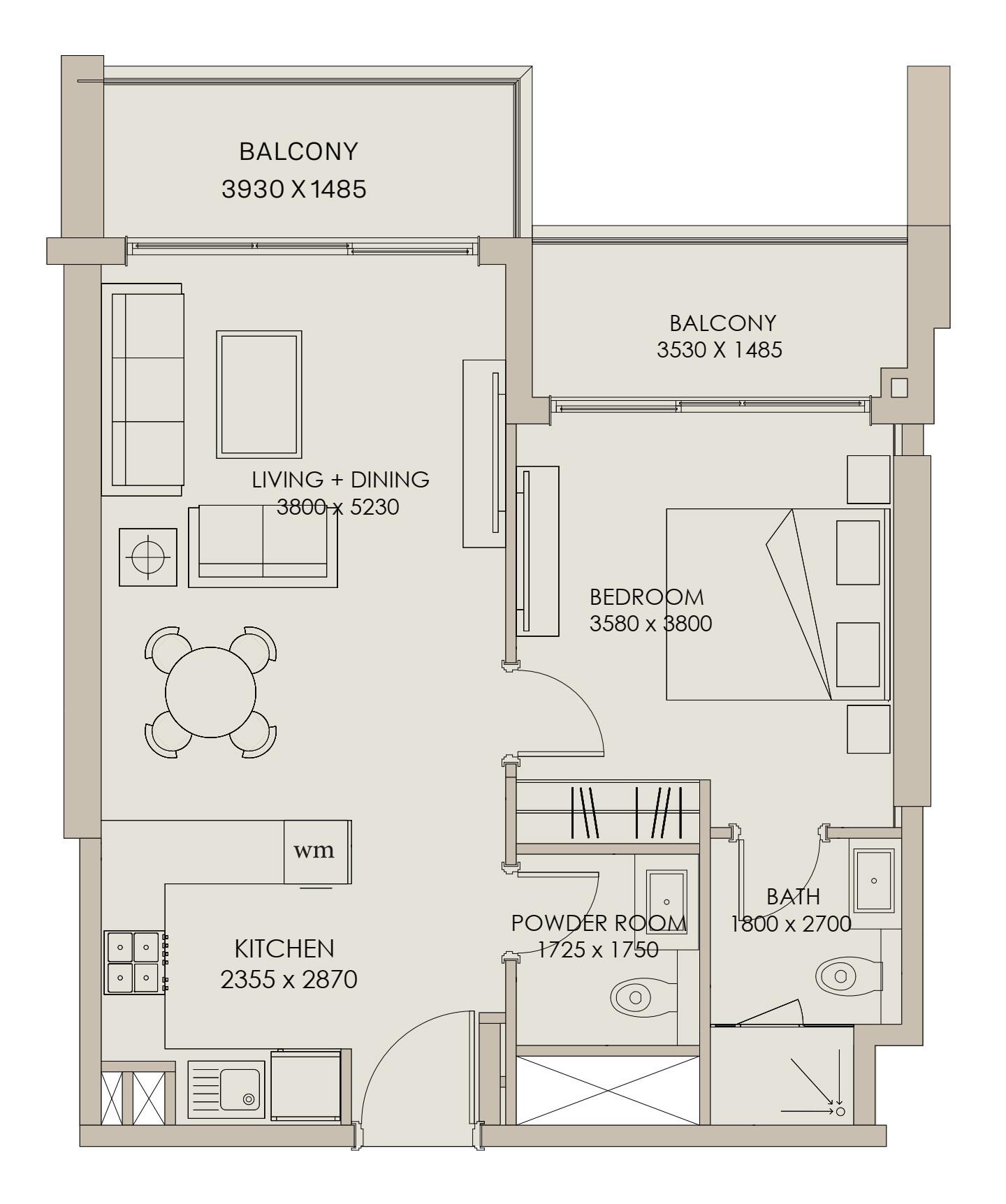 Floor plan — 1 BR