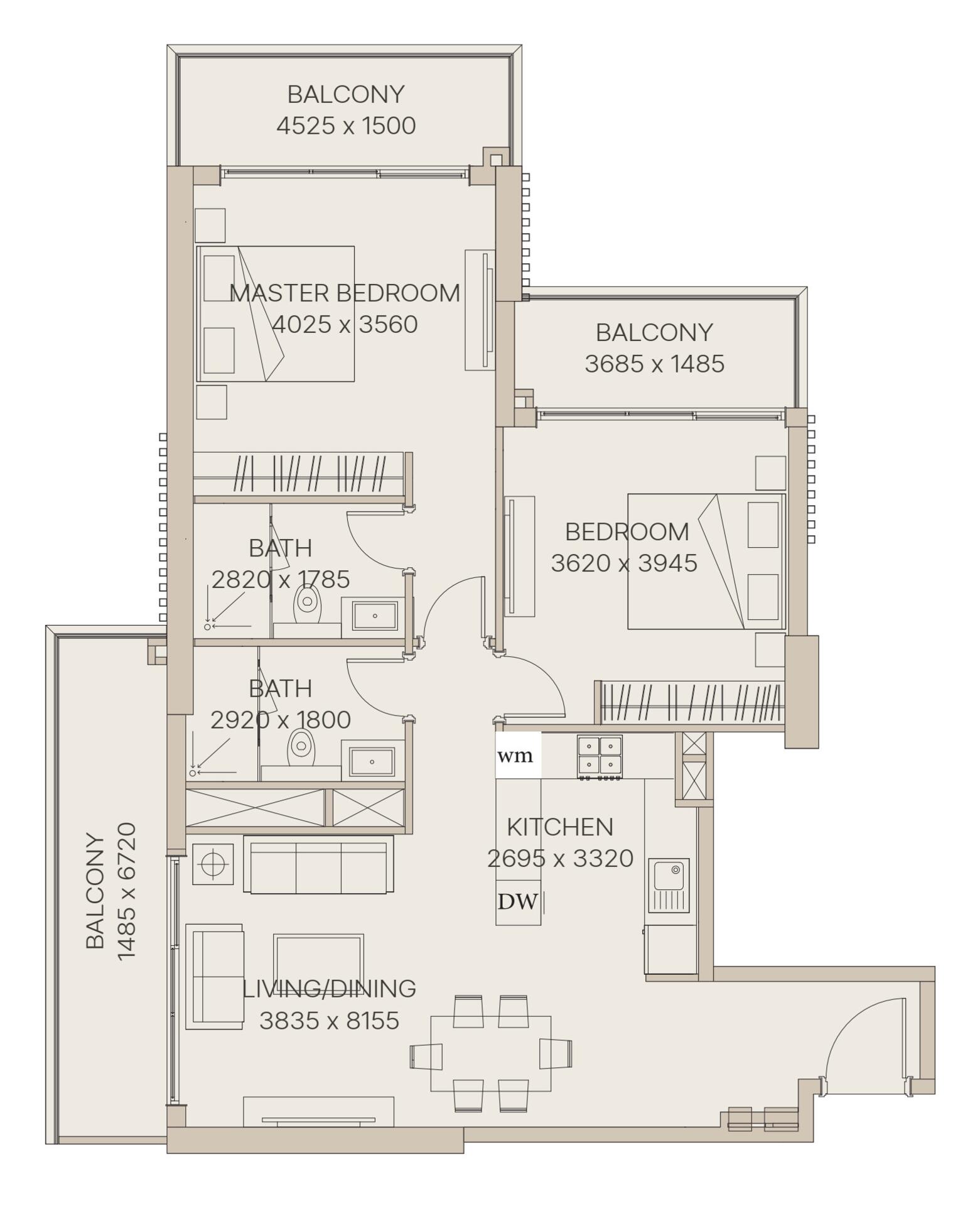 Floor plan — 2 BR