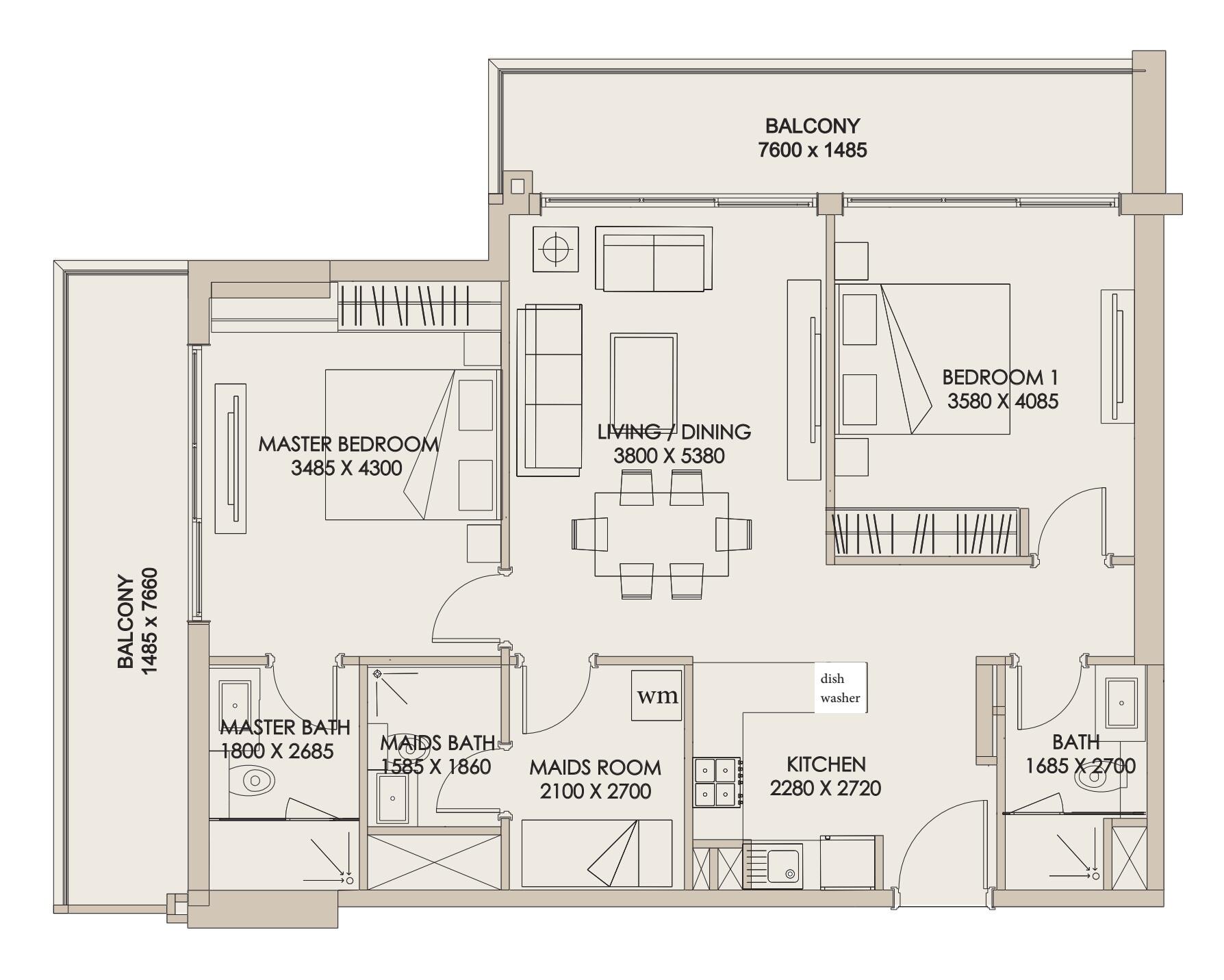 Floor plan — 2 BR