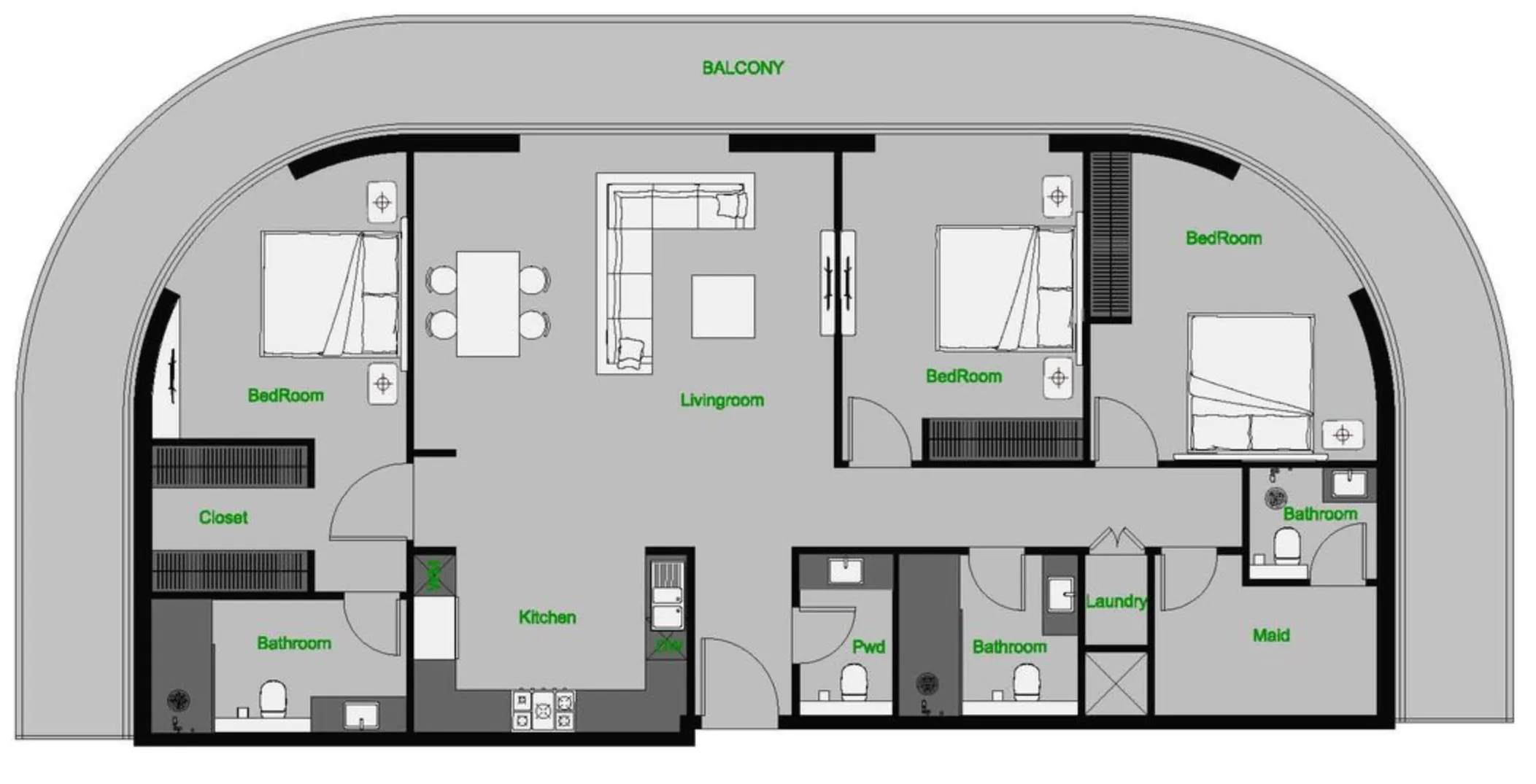 Floor plan — 3 BR