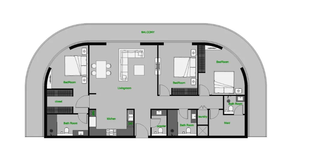 Floor plan — 3 BR