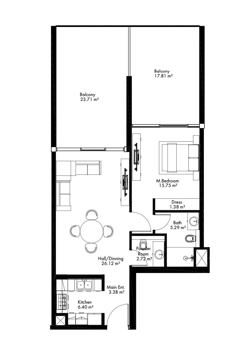 Floor plan — 1 BR