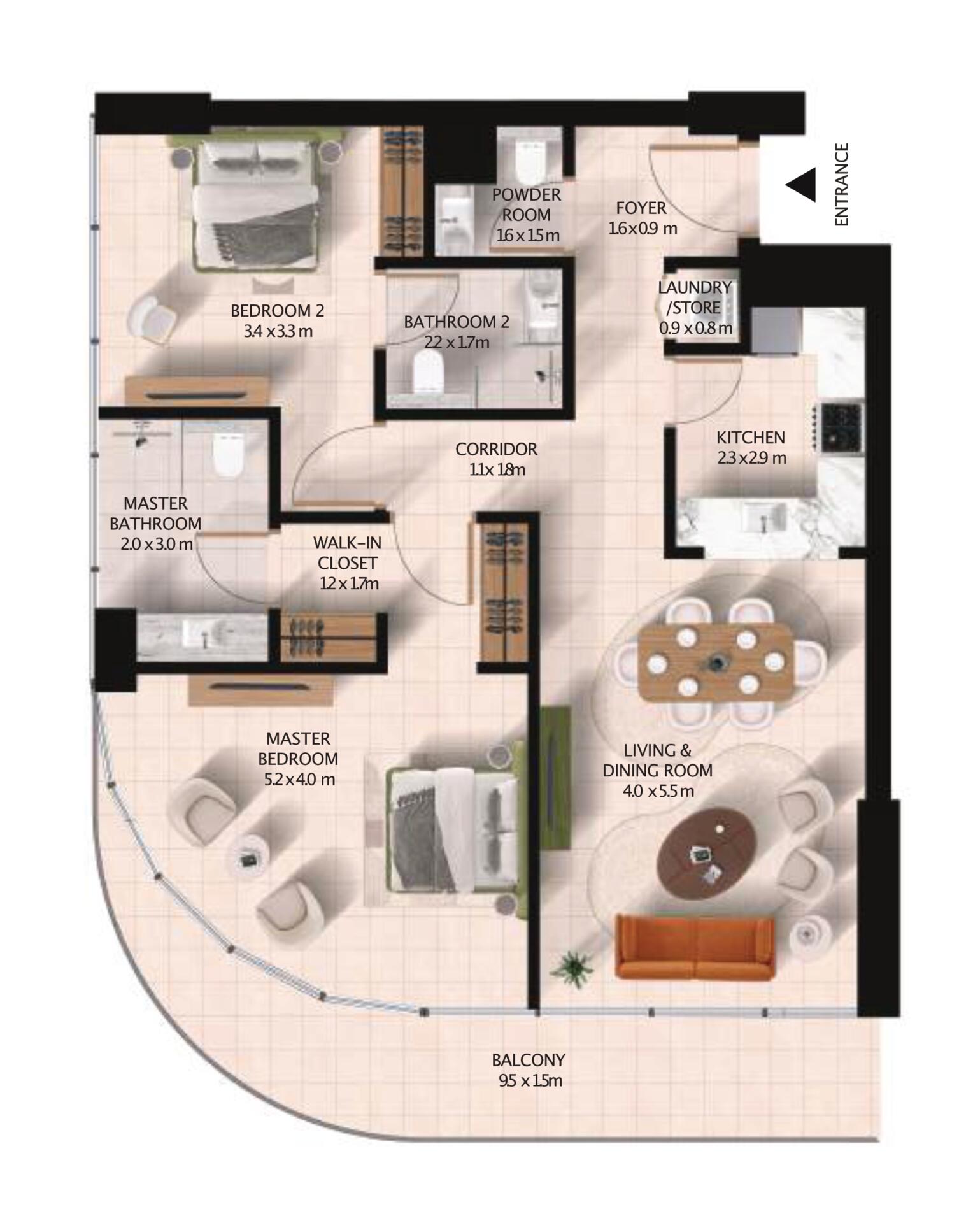 Floor plan — 2 BR
