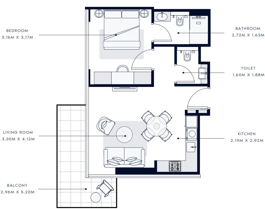 Floor plan — 1 BR