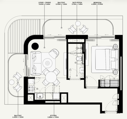 Floor plan — 1 BR