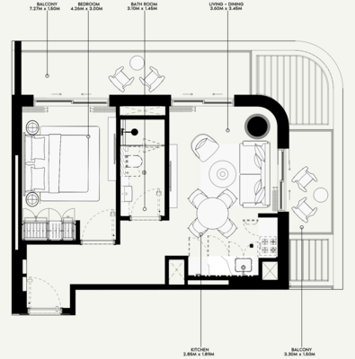 Floor plan — 1 BR