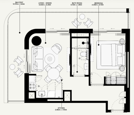 Floor plan — 1 BR