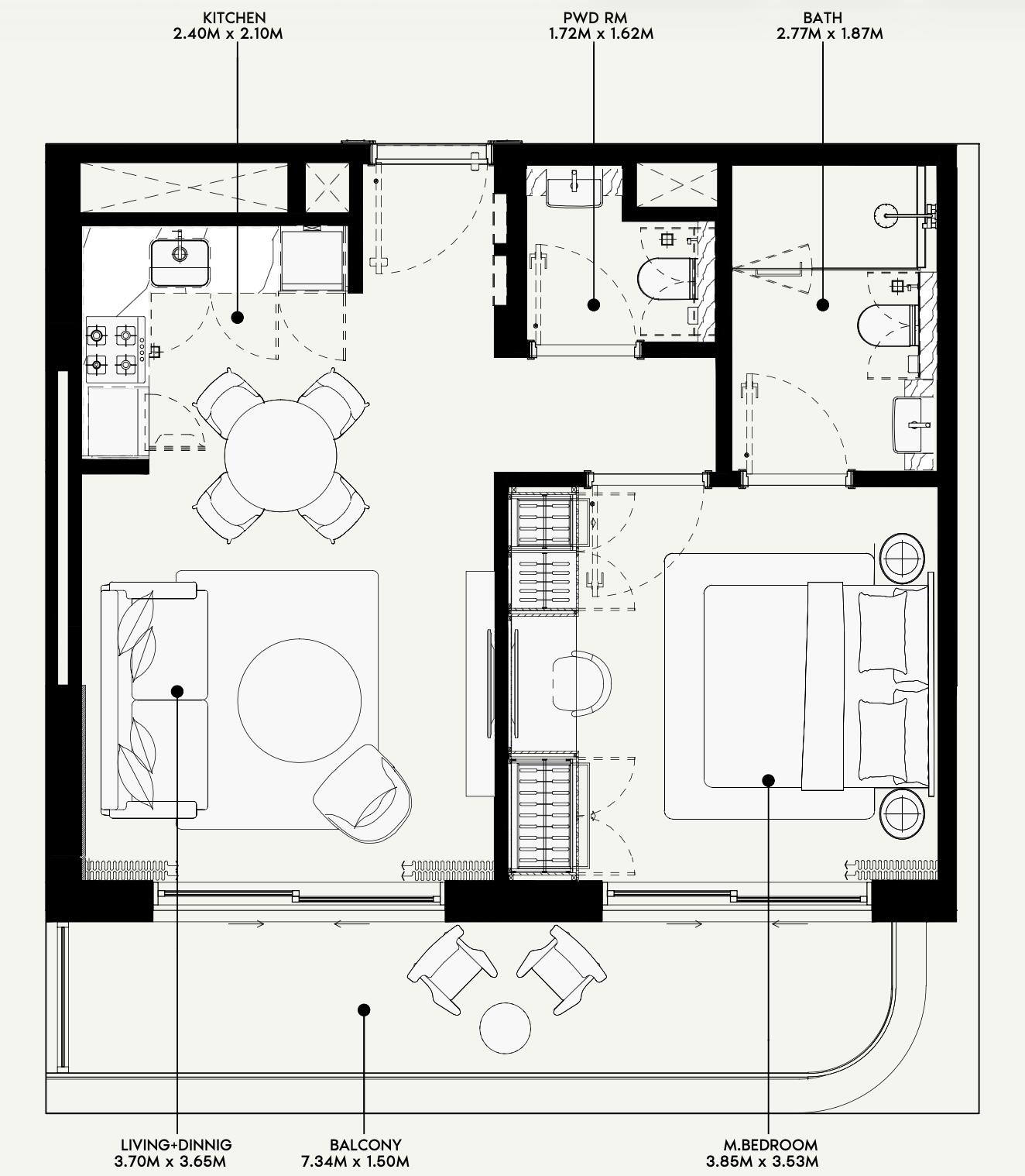 Floor plan — 1 BR