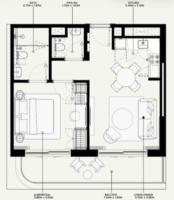 Floor plan — 1 BR